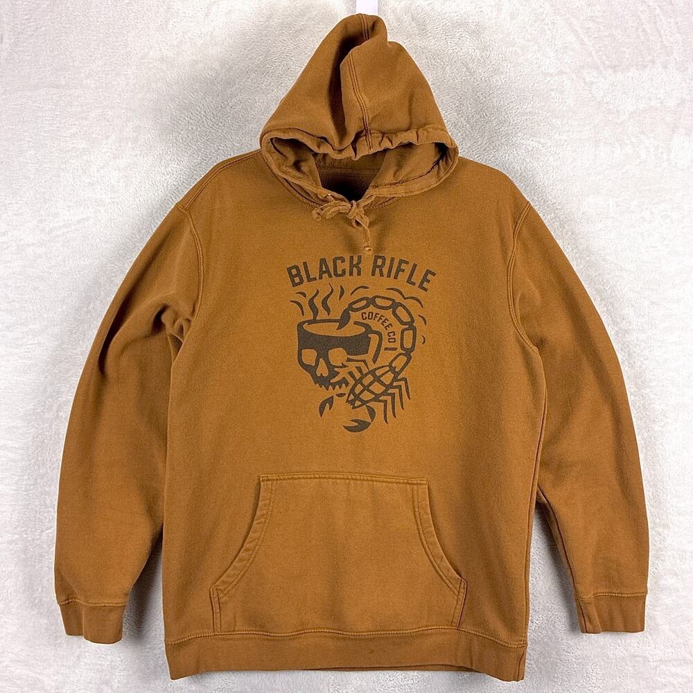 Black Rifle Coffee Co Hoodie Men L Tan Brown Scorpion Patriot Military AZ USA